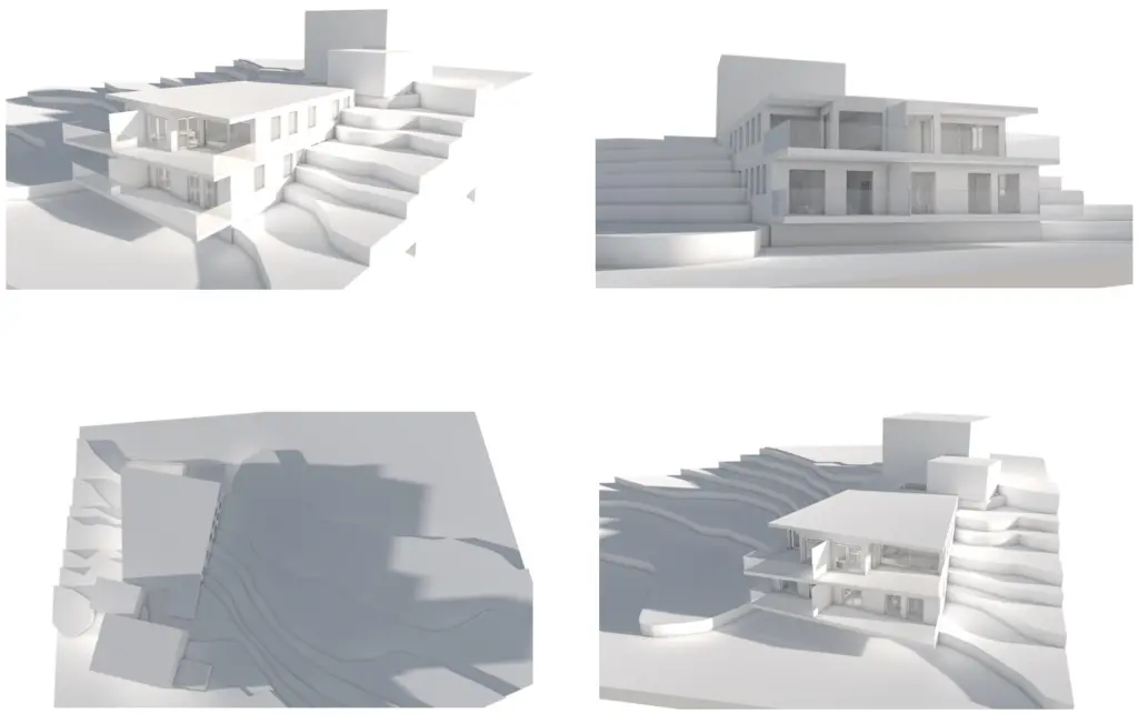 Grundriss und Schnitte der Baueingabe und Visualisierung der Architekturleistungen für das Bauvorhaben in Kaiserstuhl im Kanton Aargau.