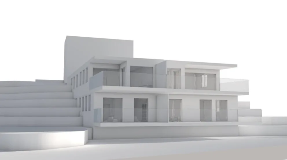 Grundriss und Schnitte der Baueingabe und Visualisierung der Architekturleistungen für das Bauvorhaben in Kaiserstuhl im Kanton Aargau.