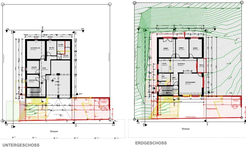 Grundriss der Baueingabe der Architekturleistungen für das Bauvorhaben in Schübelbach bei Schwyz.