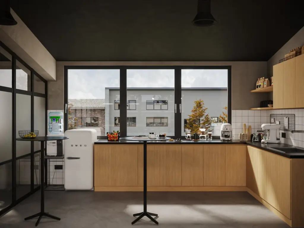 Einzelansicht der Visualisierung der Innenarchitektur und Ladenbau für das Büro in Fahrweid bei Dietikon im Limmattal.