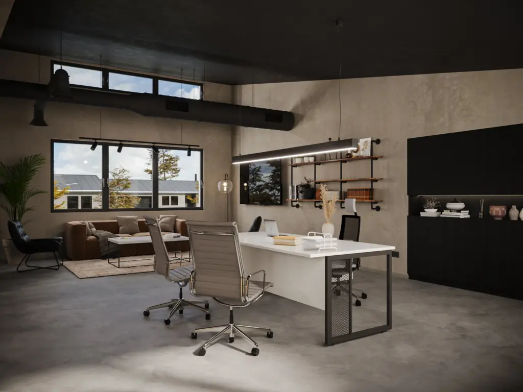 Einzelansicht der Visualisierung der Innenarchitektur und Ladenbau für das Büro in Fahrweid bei Dietikon im Limmattal.